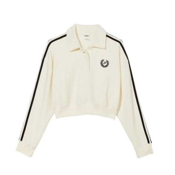 PINK Victoria's Secret Cropped Polo Sweatshirt - XLarge NWT - Picture 2 of 5